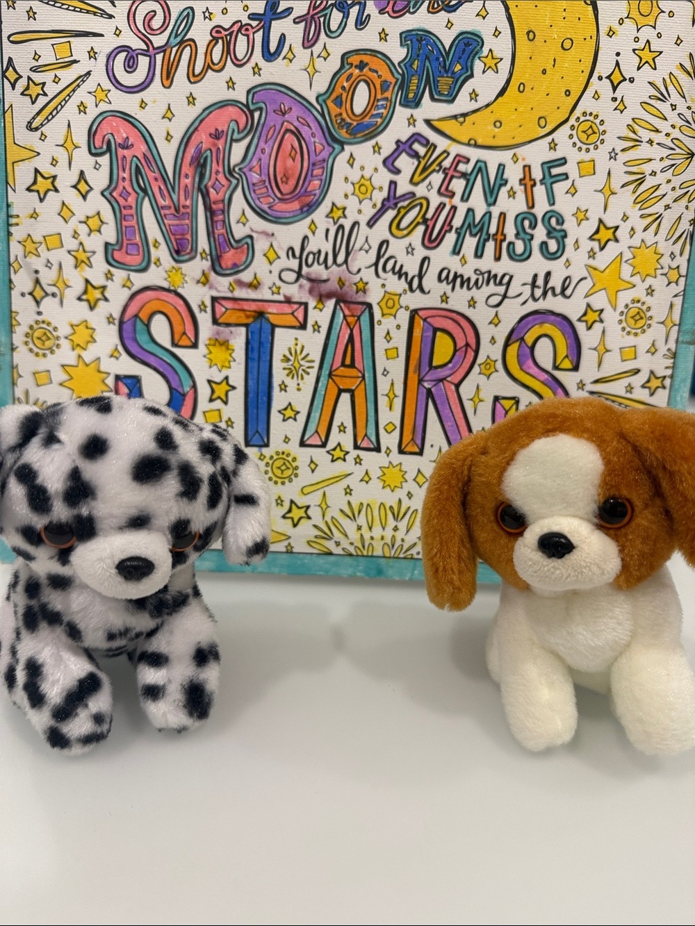 Plush Dalmatian and Brown & White Puppy Stuffed Animals - Set of two